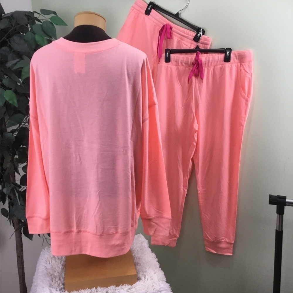 Peace love and dreams XL 3 piece lounge/ pajama set coral - Picture 9 of 16